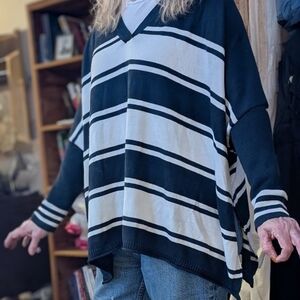 Mersea Blue And White Striped Sweater OS